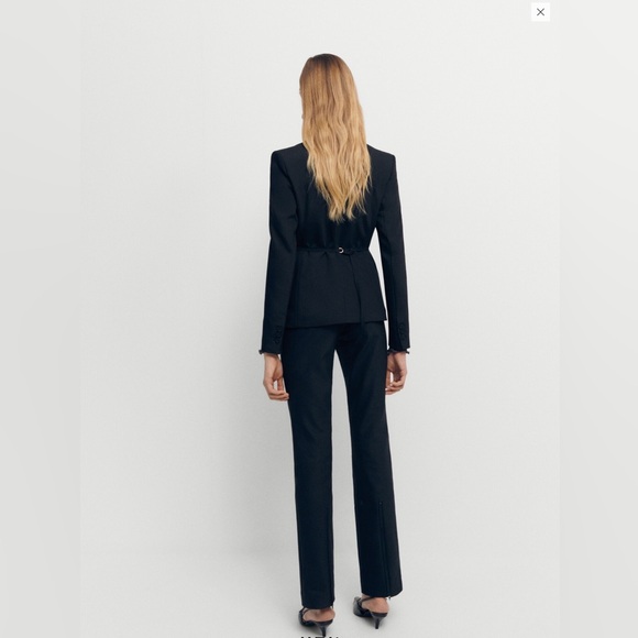 MANGO Slide Slit Suit Pants Black Size 8 - Picture 4 of 7